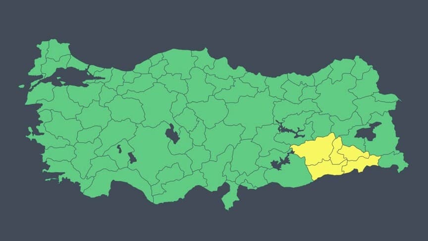 İçişleri Bakanlığı'ndan Sarı Kodlu Meteorolojik Uyarı